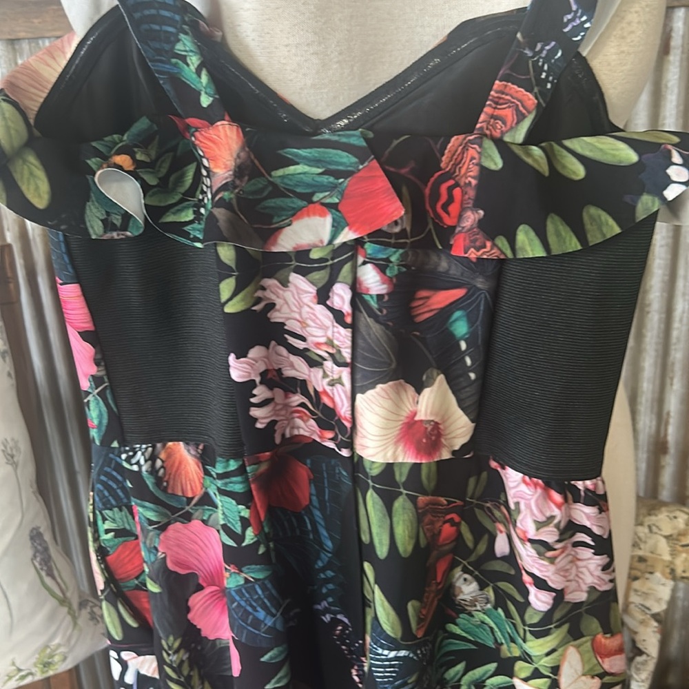 H&M Black Floral Jumpsuit with Spaghetti Straps and Ruffle - Picture 7 of 12